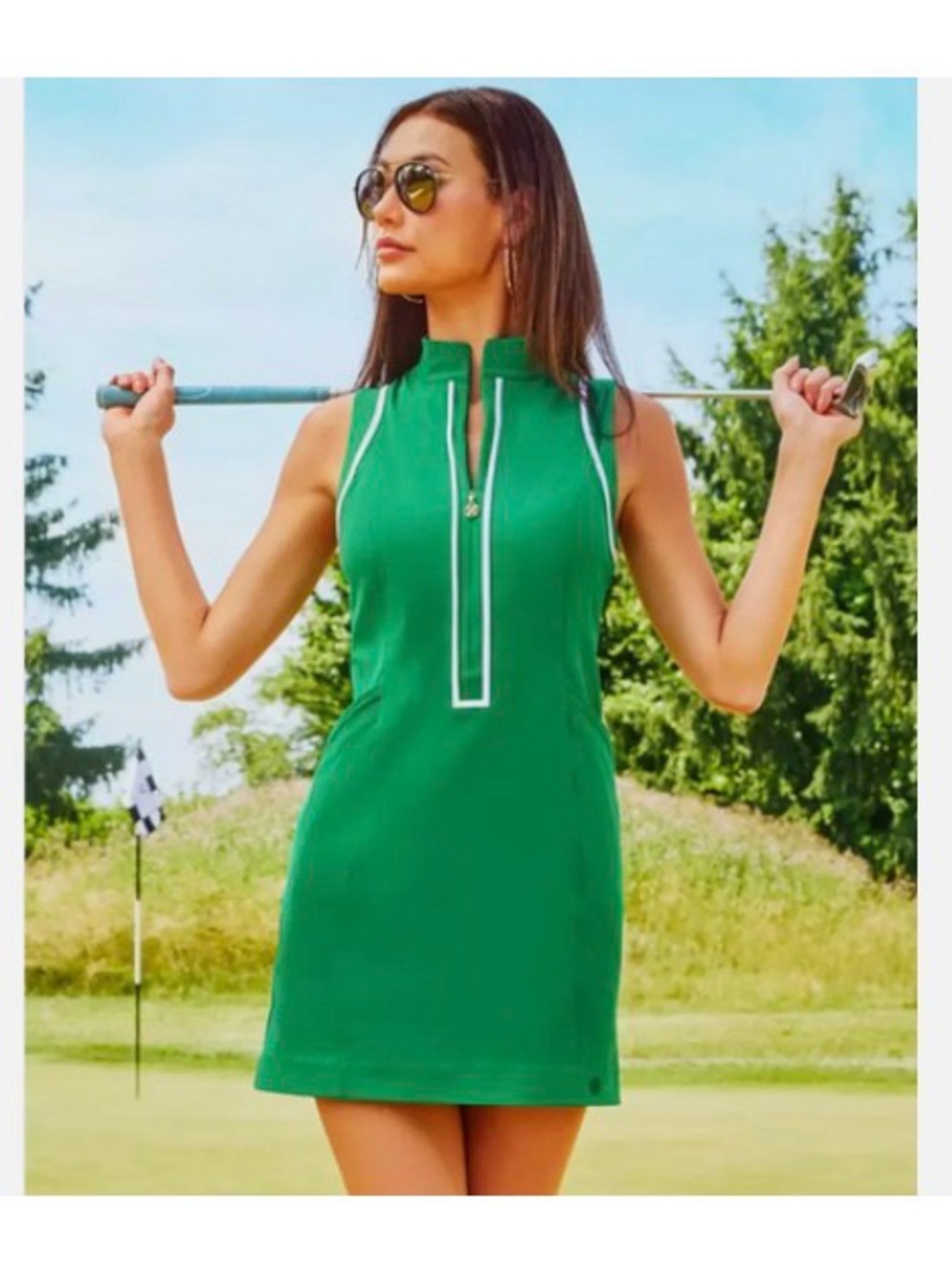 Lilly Pulitzer Kathy Dress UPF 50+ in Fiddle Leaf Green, Size 8